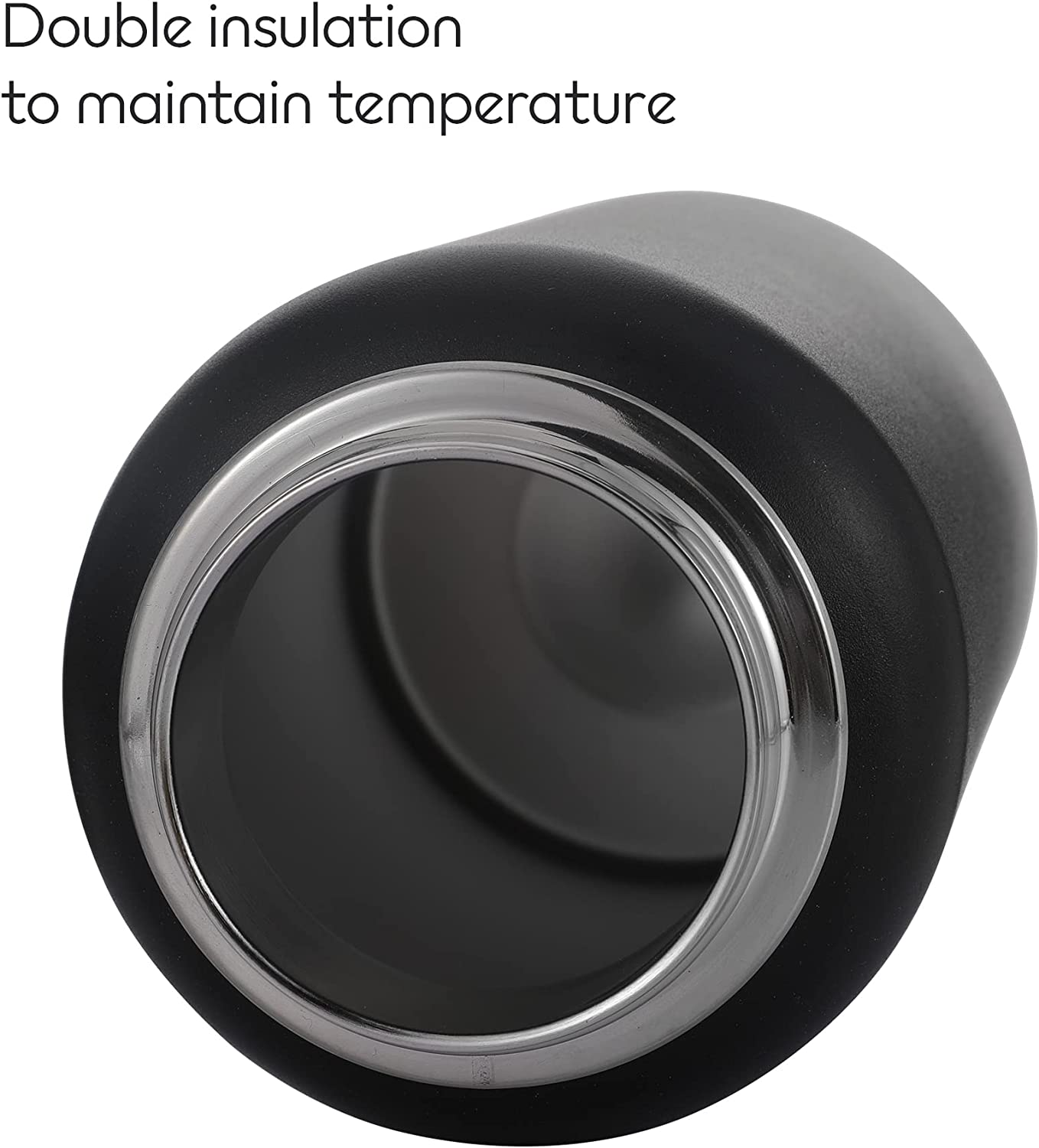 Stainless Steel Sports Water Bottle - 32 Oz with Double Insulation and 2 Lids with Straw, Black image number 2