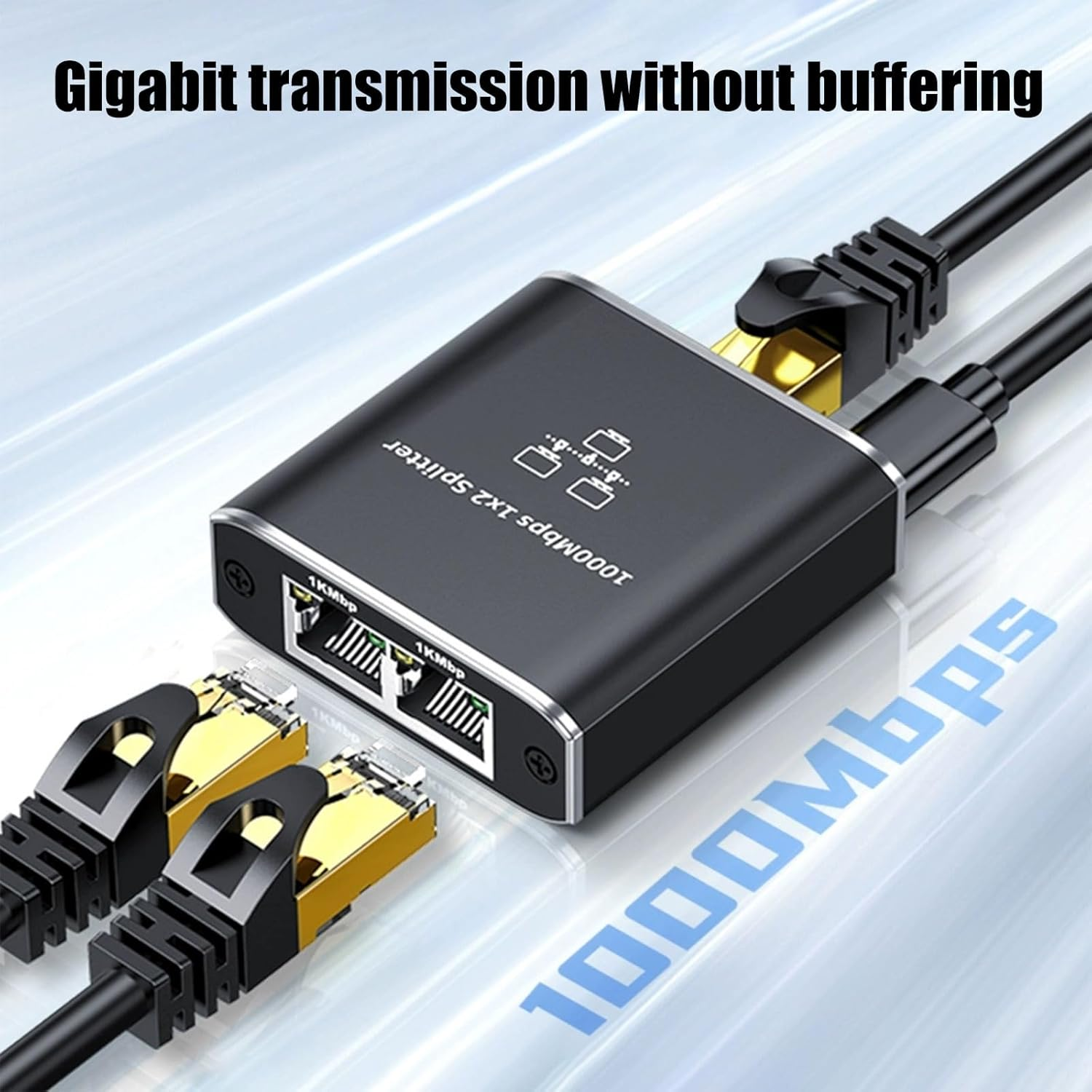 Xolixorium RJ45 Ethernet Splitter 1 to 2 Out with USB Power &ndash; 1000Mbps Gigabit LAN Adapter for Cat5/5E/6/7/8 Cables, Supports Two Devices Simultaneously image number 1