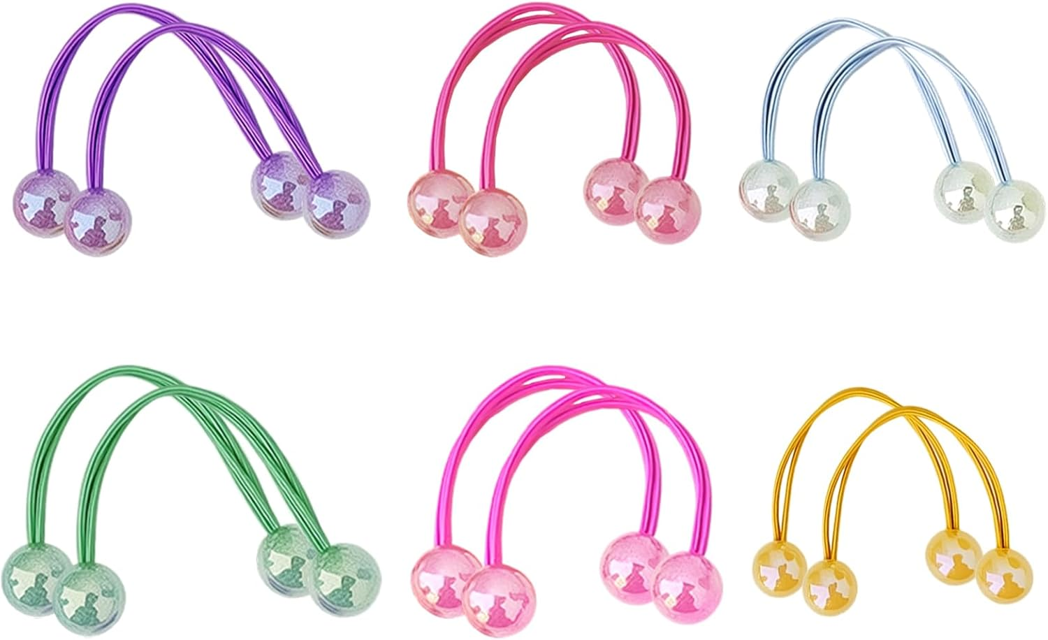Pack of 12 Colourful Hair Bobbles for Girls, Cute Hair Accessories Set, Double Balls, Elastic Cable Bobbles for Baby, Toddler and Children, Soft Ponytail Holder without Pulling image number 1