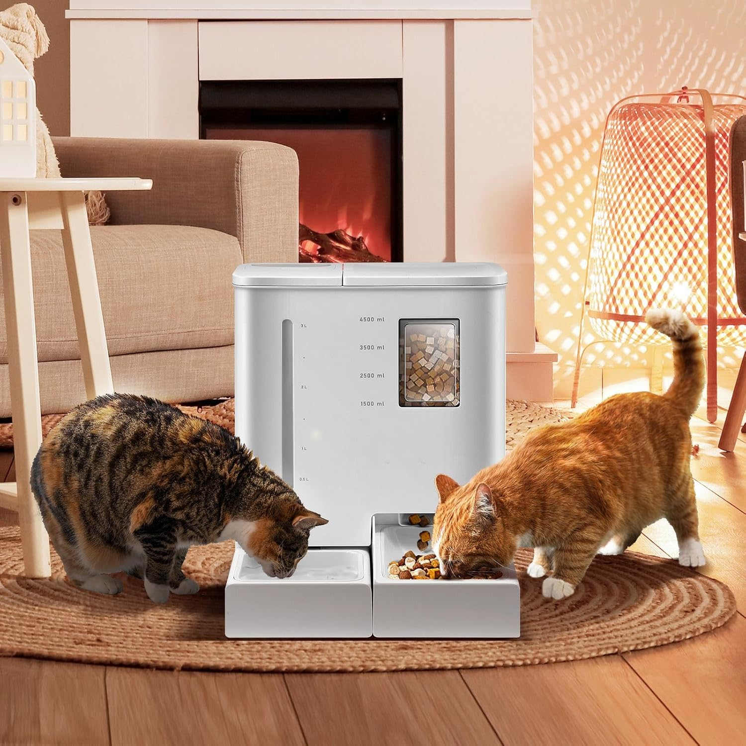 Pet Scene Automatic Pet Feeder Waterer Set, Wifi Smart Dog Cat Feeding Drinker with App Control Timed Voice Recorder, 5L Food & 4L Water Dispenser Capacity image number 1