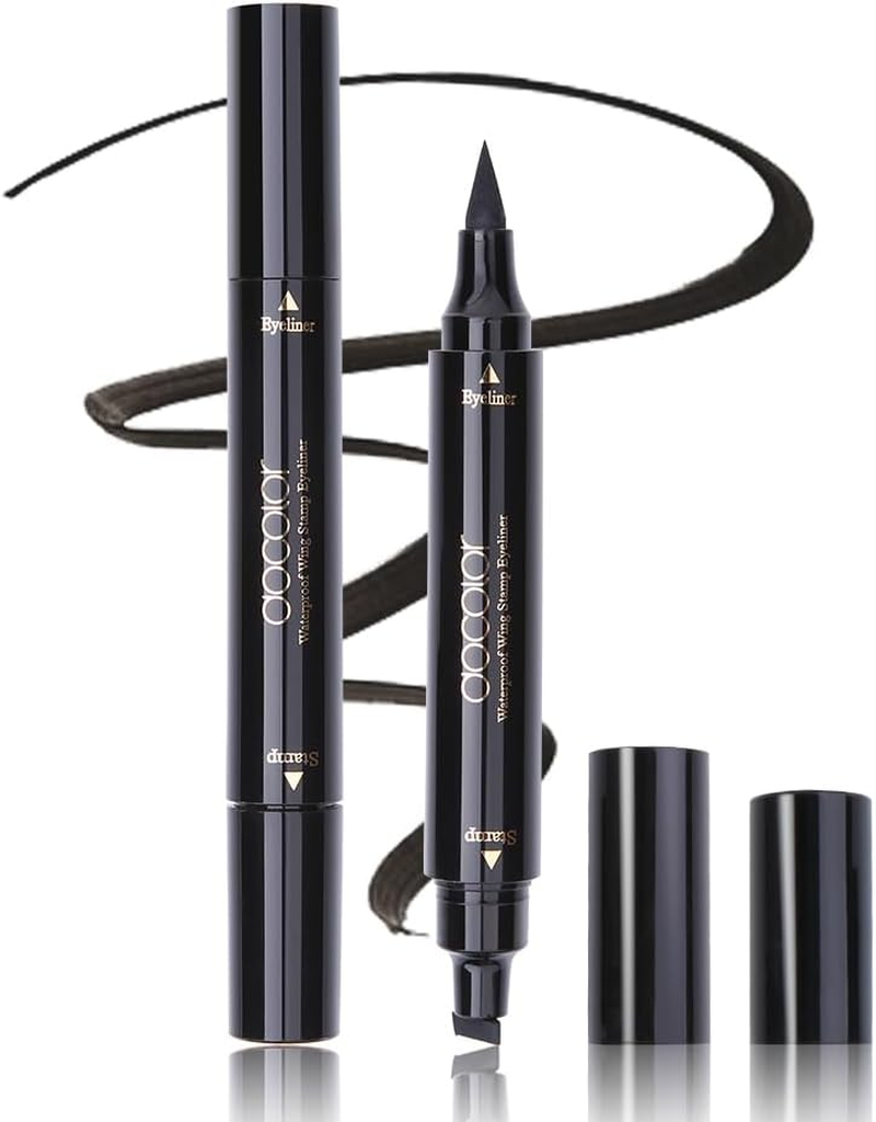 Docolor Eyeliner Stamp Double-Sided Liquid Winged Eye Liner Pen Waterproof Smudgeproof Long Lasting Wing Original Eyeliner Pen(1Pc,Black)