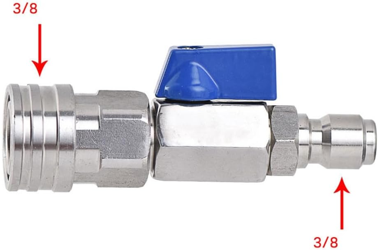 Elqater 1 PCS High Pressure Washer Ball Valve Kit 3/8 NPT Quick Connector 4500 PSI Silver&Blue Metal Ball Valve for Power Washer Hose image number 6