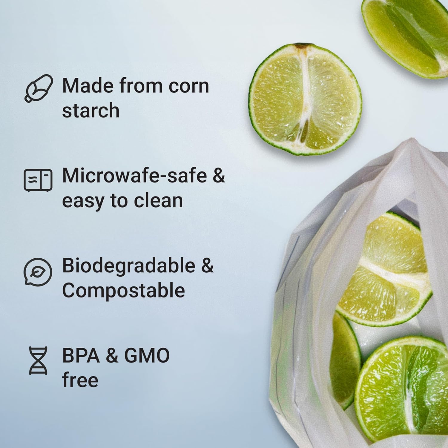 Compostable Food Storage Bags Freezer and Leak Proof, Seal Well for Fruit,Food and Vegetable Plant-Based Bpa-Free (M-Sandwich Bag) image number 1