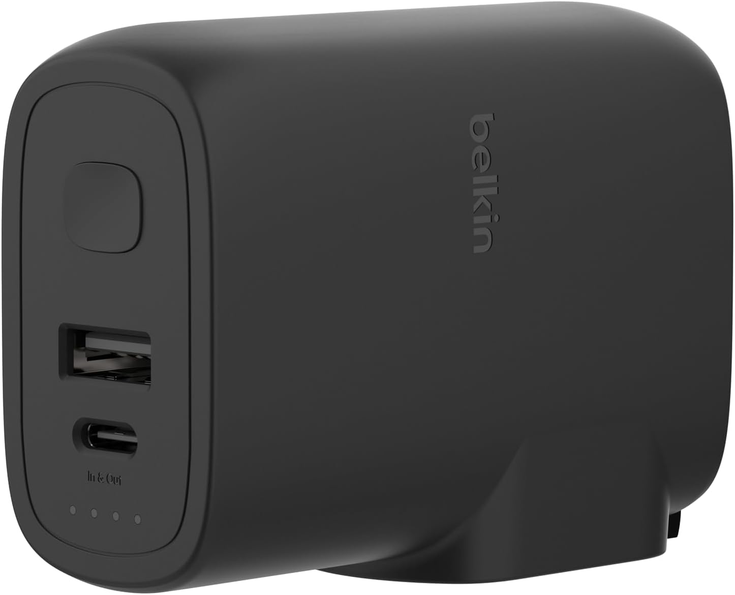 Belkin Boostcharge Hybrid Wall Charger 25W + Power Bank 5K W/Travel Adapter Kit, Portable W/Interchangeable Regional Power Plugs, USB-C & USB-A Ports + 1M USB-C Cable to USB-C Cable - Black image number 4