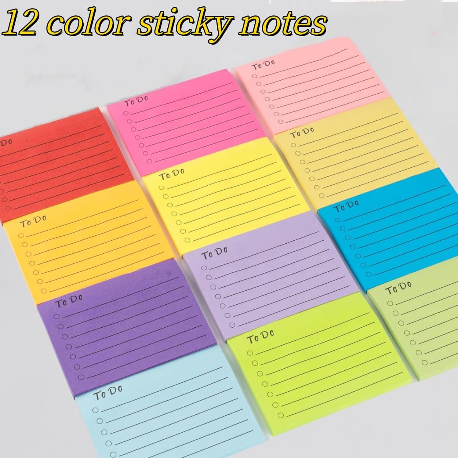 MAIHUO 504 Sheets to Do Post It Notes,To Do List Sticky Note,12 Color Notepad,Post It Note Tags image number 4