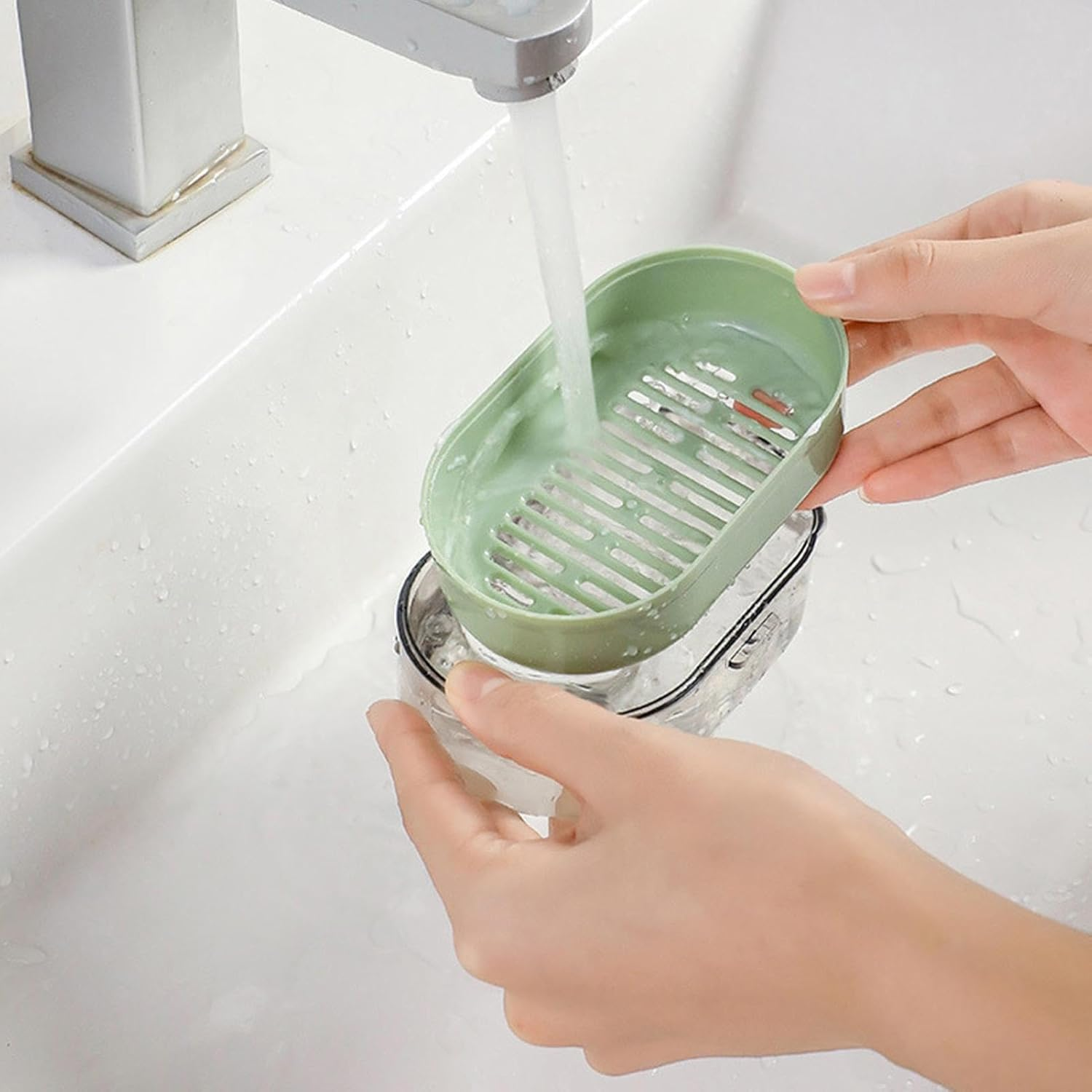 Arrovarp Shampoo Bar Container, Portable Shampoo Case Soap Box, Shampoo Bar Holder Travel Shampoo Holder with Drain Board Double Layer for Home image number 2