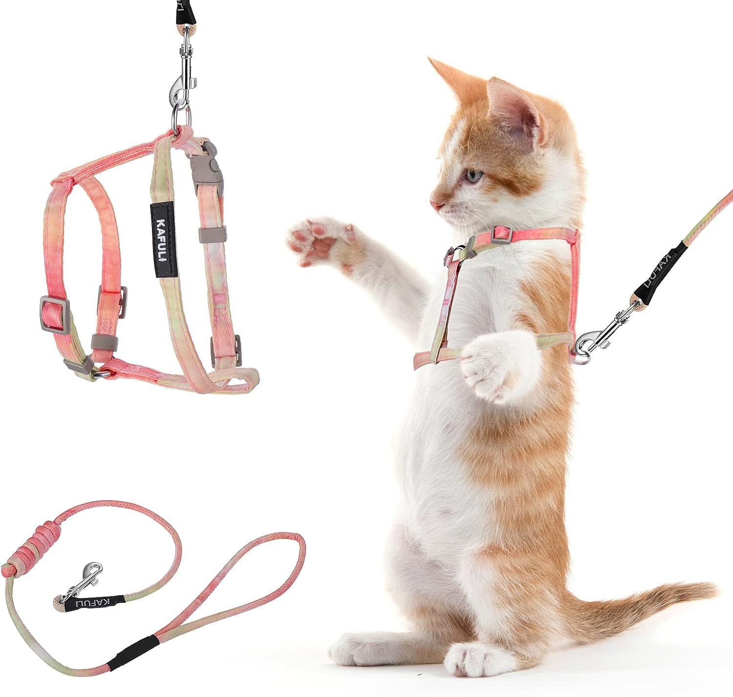 TIESOME Cat Harness and Leash Set, Adjustable Gradient Kitten Harness Escape Proof Harness with Leash for Kitty Outdoor Walking (Sky Blue)