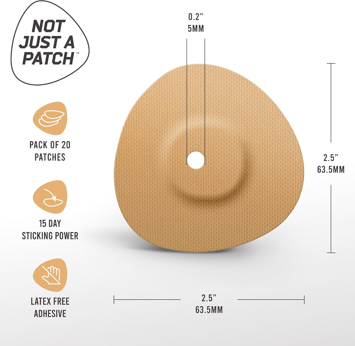 Not Just a Patch Freestyle Libre 3 plus Sensor Covers (20 Pack) &ndash; Breathable, Sweatproof & Secure Hold &ndash; Precision-Cut Hole for Ventilation, Enhanced Adhesion & Gentle Support &ndash; 10-14 Day Wear - Beige - Multicolor image number 6