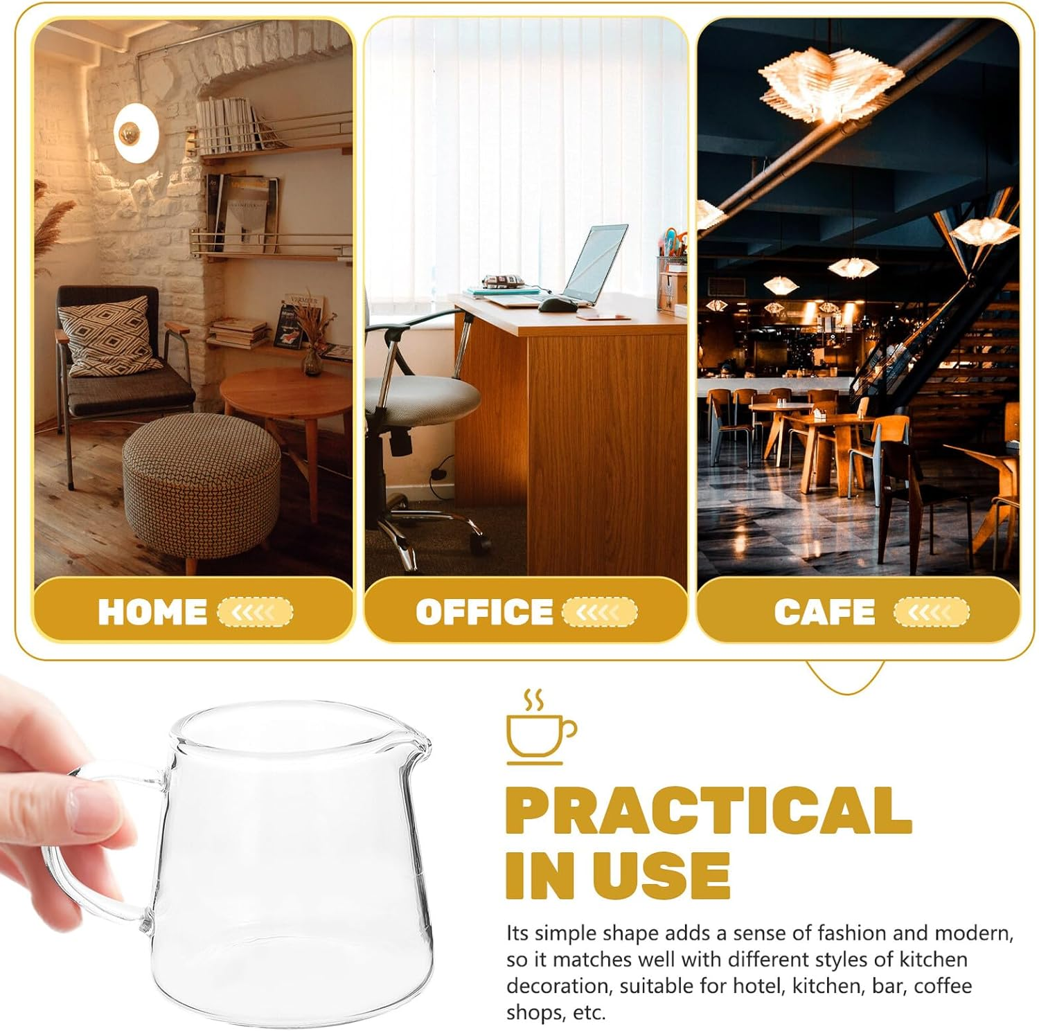 TINEASUR Glass Coffee Milk Cups 120Ml Small Glassware for Home Kitchen Dining 2Pcs Portable Beverage Cups Suitable for Coffee, Juice, Milk Tea image number 5