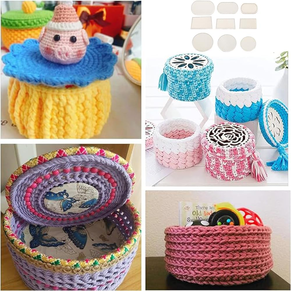 9 Pcs Wooden Crochet Bag Bottom Base,Diy Handbag Bottom Shaper Pad,Blank Crochet Basket Base with Holes Bag Bottom,For Knitting and Purse Making Accessories image number 6