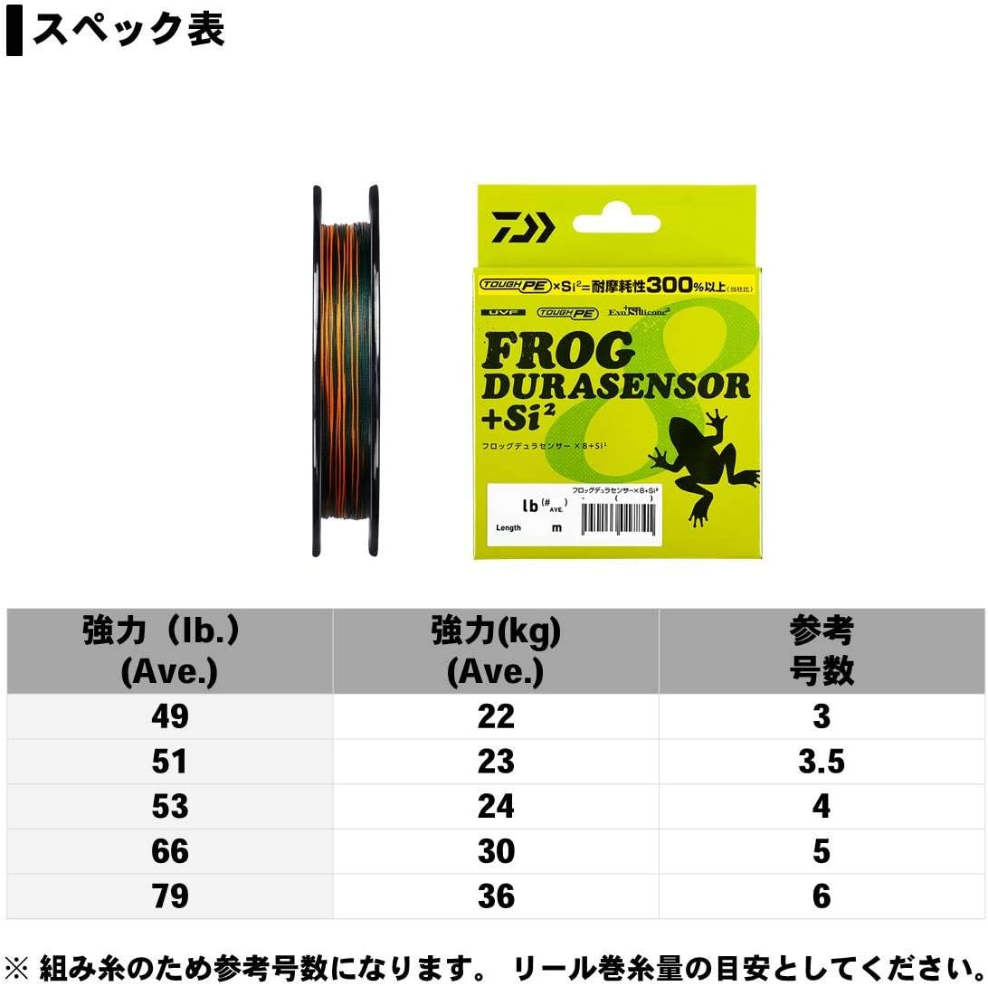 Daiwa PE Line UVF Frog Dura Sensor X 8 + Si2 49-79 Lbs. (#3-6), 164.0 Yd (150 M), Battle Deep Green (With Color Marking) image number 2