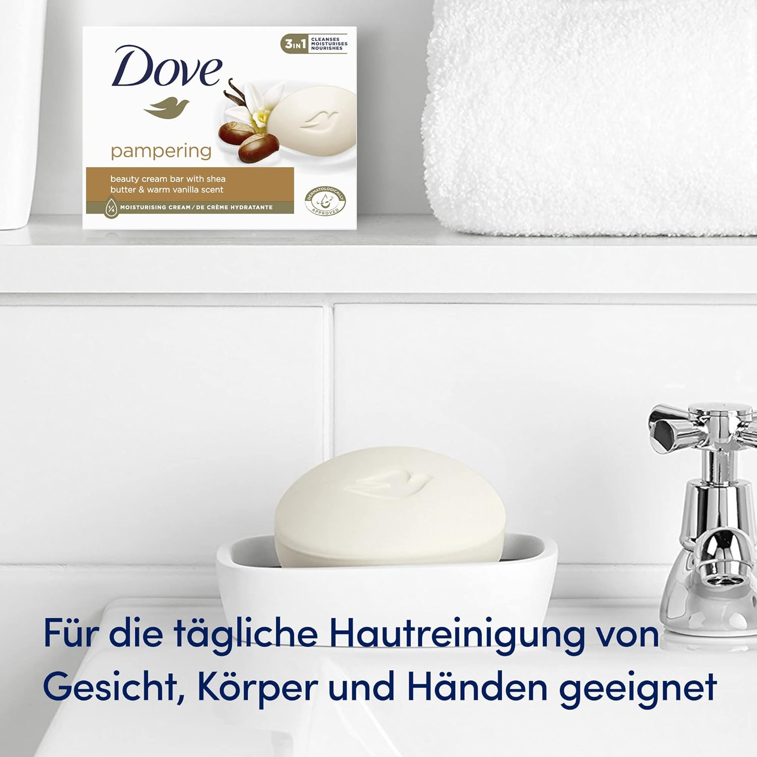 Dove Pampering Cream Bar with 1/4 Moisturising Cream for Soft and Smooth Skin 90 G image number 5