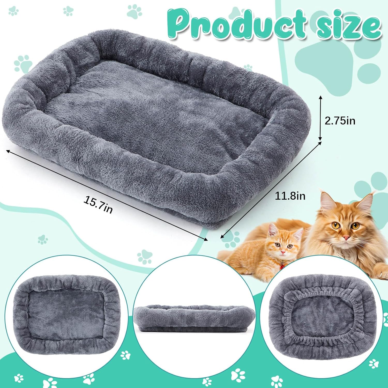 Abbylike 2 Pcs Cat Tree Tower Replacement Parts Grey Bed Cover with Elastic Band Removable Washable Padding for Platform Perch Shelves, Only Cover, Cat Tower Cushions Accessories(15.7 X 11.8 Inch) image number 1