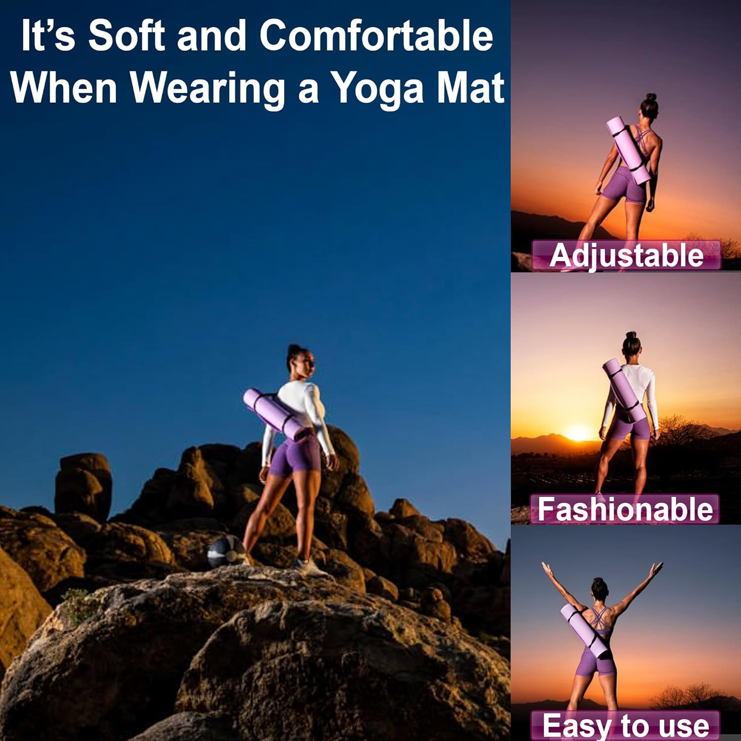 Yoga Mat Carry Strap - Conveniently Carry Your Yoga Mat Anywhere with Cotton Yoga Mat Strap - Multipurpose Lightweight Adjustable Loops for All Mat Sizes and Easy to Use Yoga Mat Sling and Holder image number 1