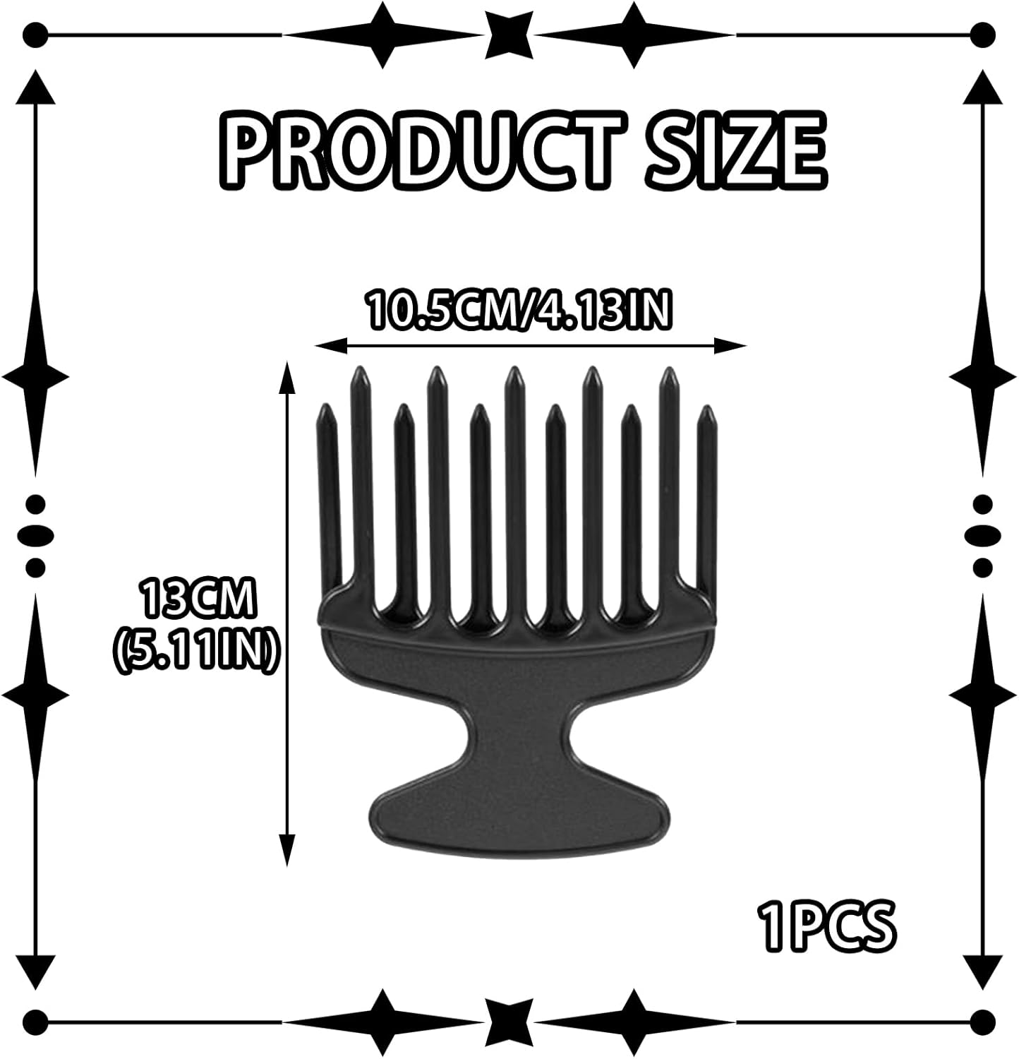 1 X Finger Styler Afro Comb, Coarse, Curling Comb, Natural Curls, Hair Comb for Curls, Afro Comb, Afro Pick for Hairdressing Salon at Home, Black image number 2