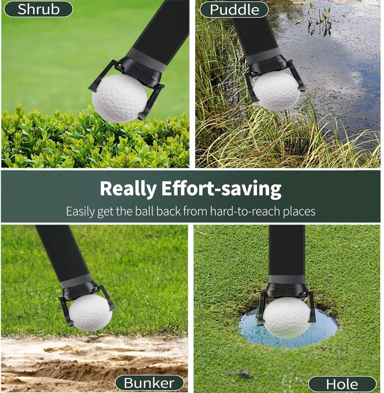 6 PCS Golf Ball Pick up Retriever Grabber Claw Sucker Tool,Mini Foldable Plastic Claw Grabber Sucker Golf Accessories,Foldable Ball Pick up Put on Putter Grip image number 1
