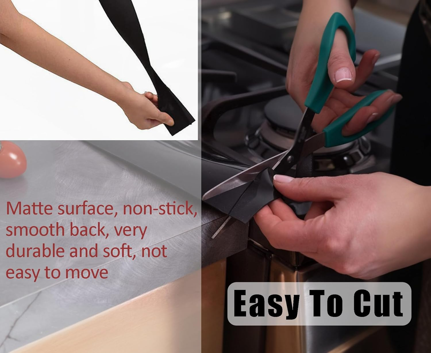 2 Pack Black Silicone Gap Covers - 21 Inches Flexible Kitchen Stove Gap Fillers for Countertop, Stovetop, Oven, Washer, Dryer - Easy to Clean, Food Grade Material image number 3