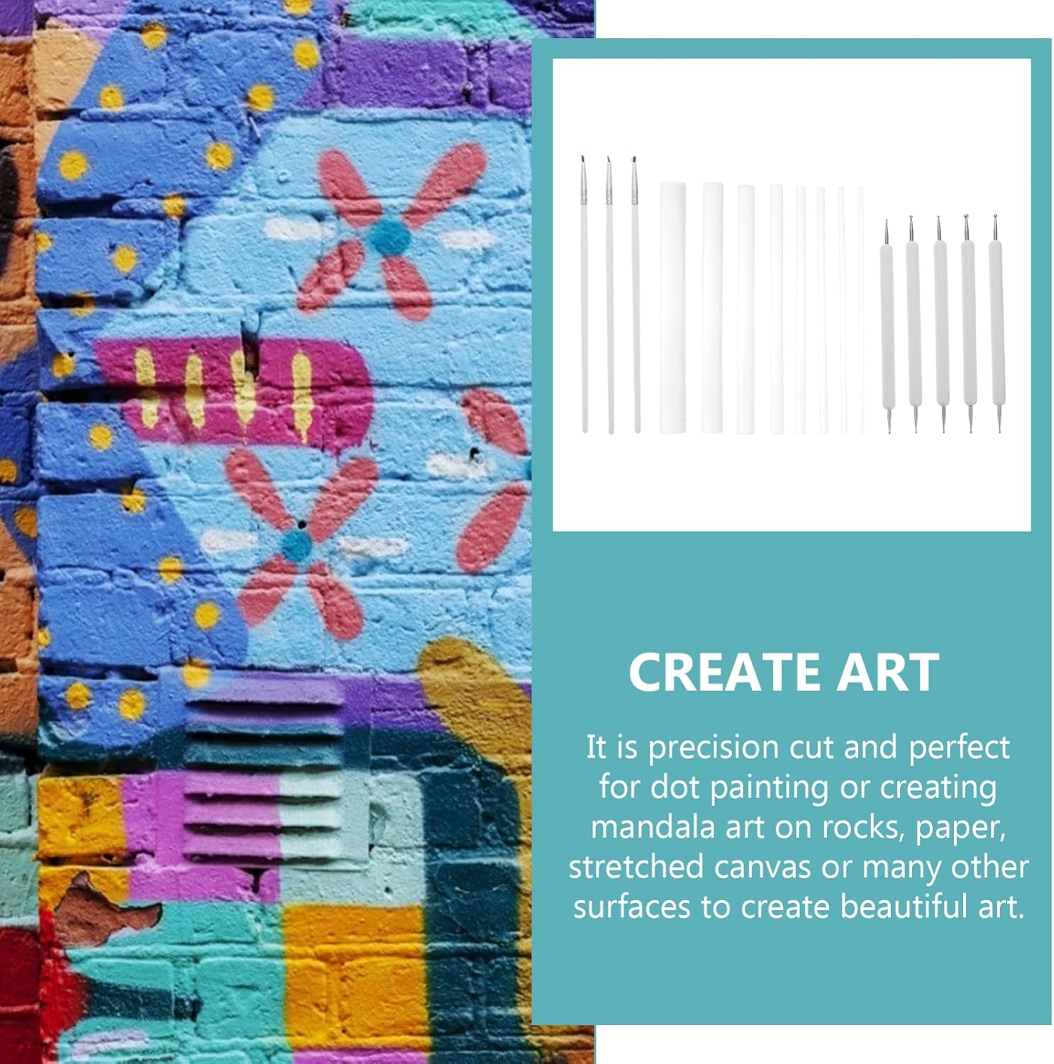 NUOBESTY 16Pc Mandala Dotting Tools DIY Acrylic Sticks Rocks Stone Painting Pen Kit image number 2