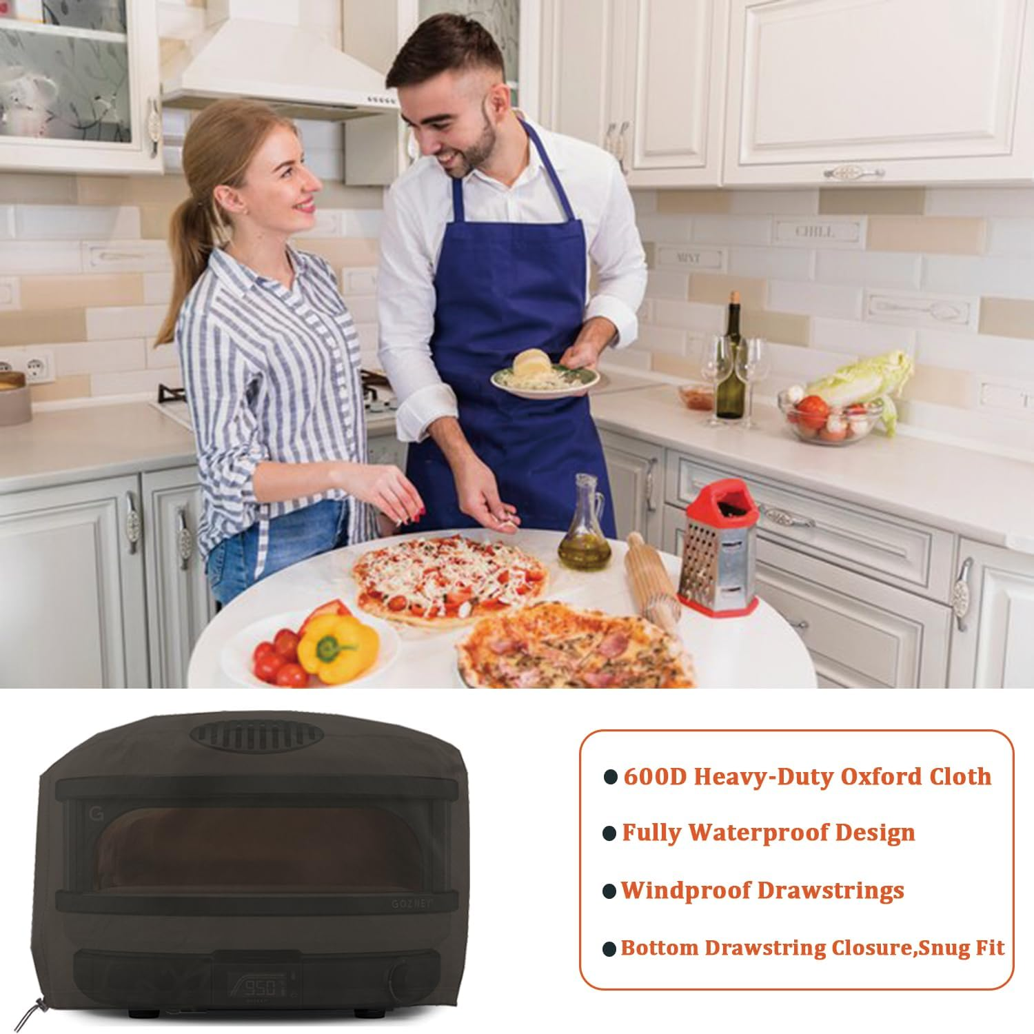 Pizza Oven Cover for Gozney Arc XL, Heavy Duty 600D Waterproof Outdoor Table Top Pizza Oven Accessories for Gozney Arc XL Gas Pizza Oven Cover Black image number 4