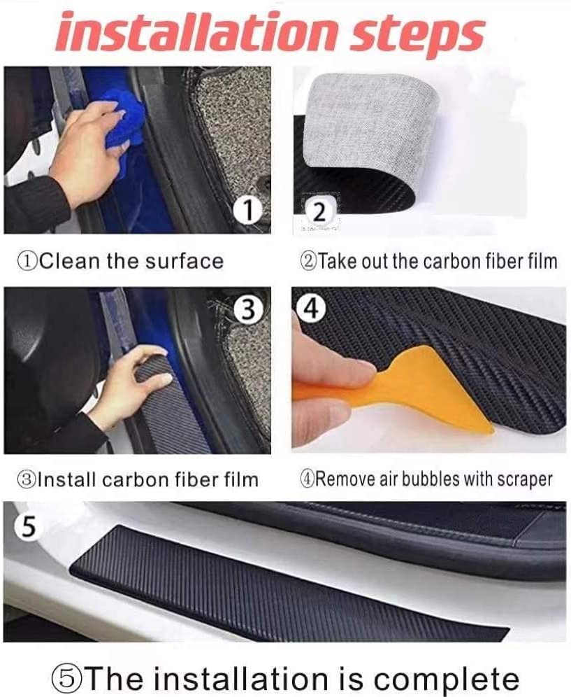 Abiwash SAMKAS 4PCS for Subaru CROSSTREK Door Sill Protector Decoration Entry Guard Scuff Plate Threshold Carbon Fiber Sticker Decorative Scratch Pad Film for CROSSTREK image number 2
