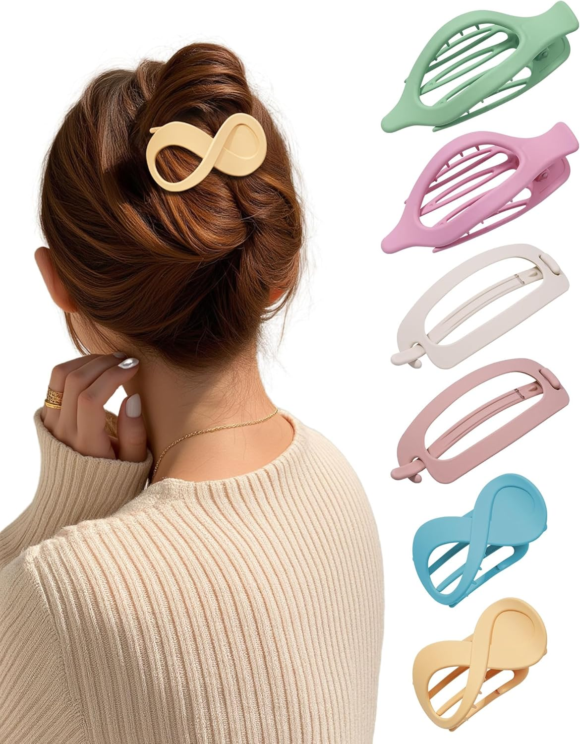 Kajeer Pack of 6 Flat Hair Clips for Women - French Flat Hair Clips Comfortable Flat Hair Claw Clips for Thick Thin Hair, Everyday Life, Sports, Driving (Fresh Colours) image number 5