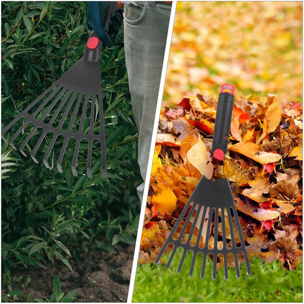 Small Leaf Rake Gardening Tool with Handle for Collecting Leaves and Debris in Your Garden and Lightweight and Design image number 6