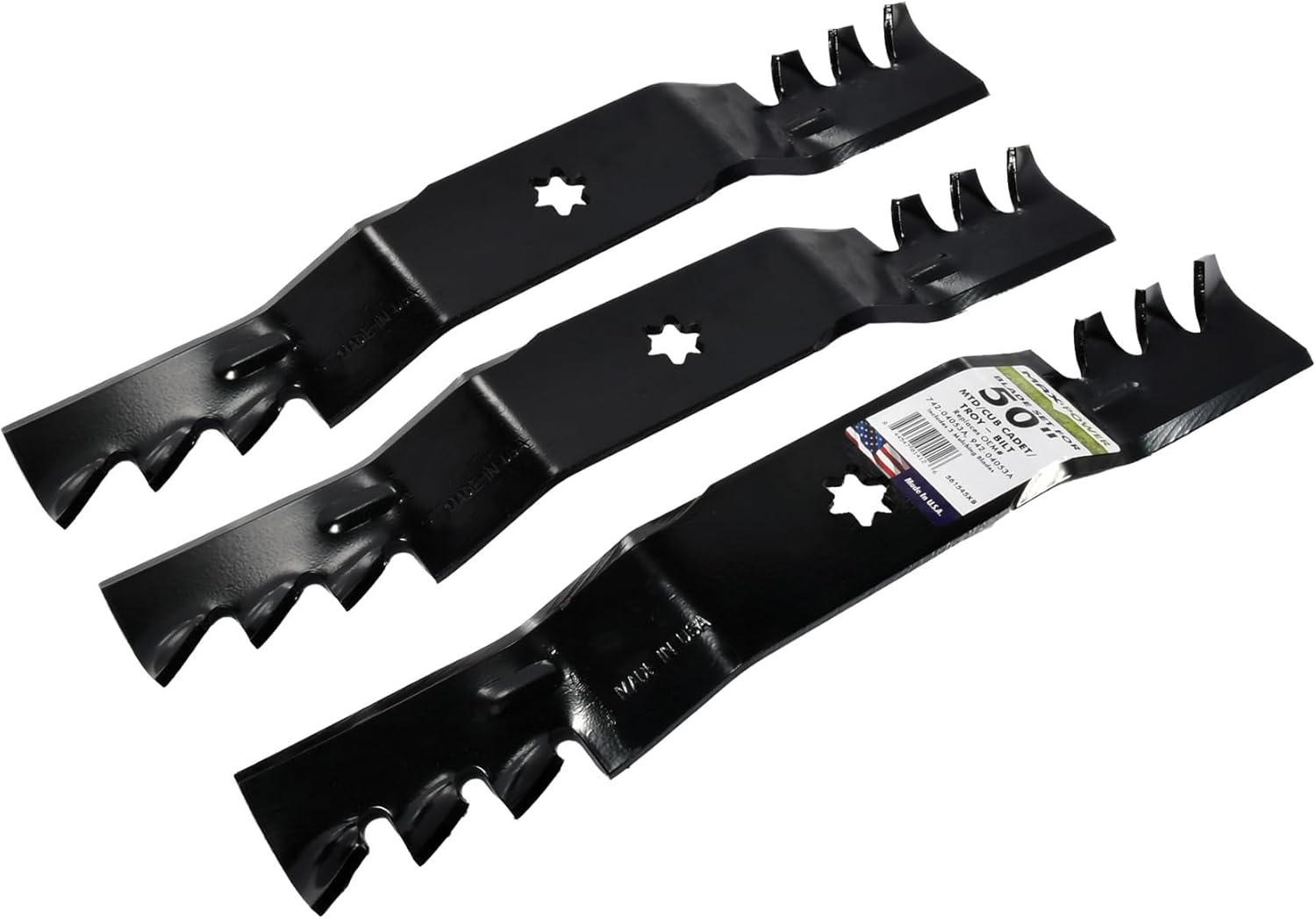 Maxpower 561545XB 3-Blade Commercial Mulching Set for Many 50" Cut MTD, Cub Cadet, Replaces OEM No. 742-04053, 942-04053,Black image number 4