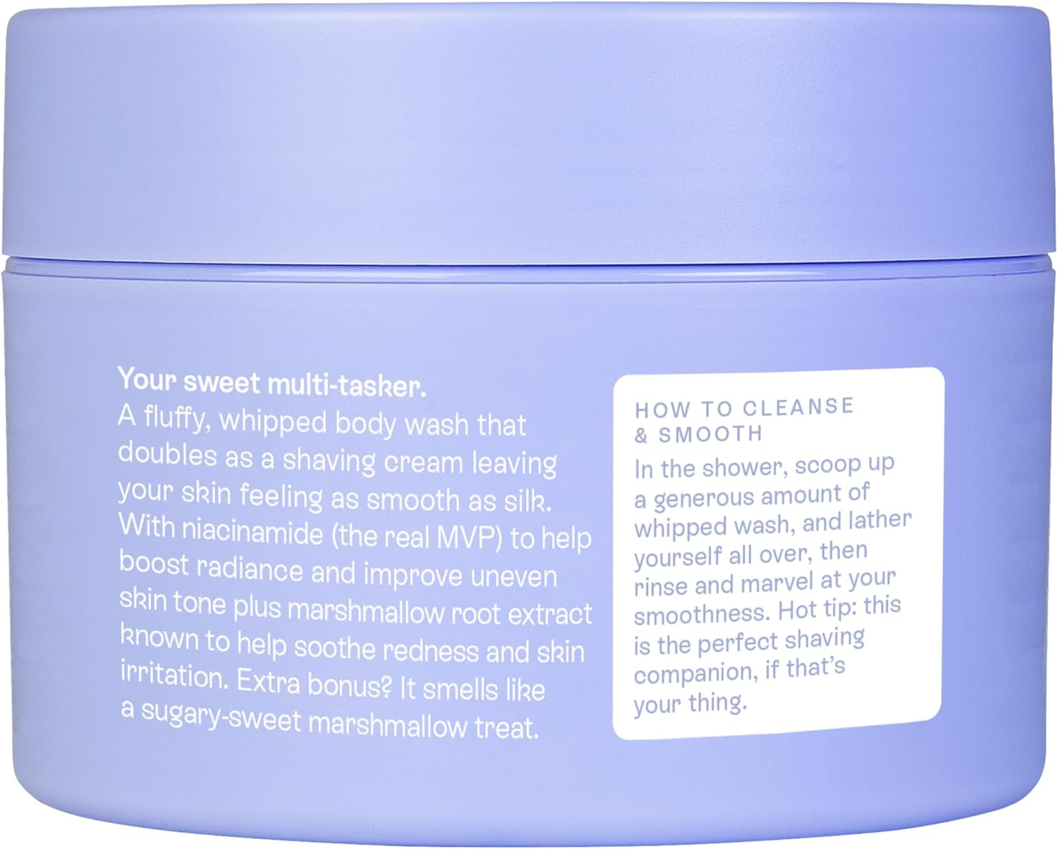 Epzen Whipped Body Wash Marshmallow - Organic Shower Gel with Meringue Texture, Candy-Sweet Fragrance - Luxurious Lather Shea Butter, Niacinamide, Soothing Shave Cream - 200Ml