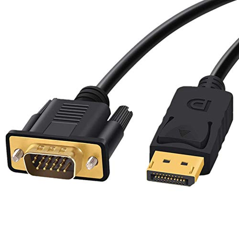 Displayport to VGA Adapter, Elaso DP Displayport to VGA 6 Feet Cable Male to Male Gold-Plated Cord Compatible with Lenovo, Dell, HP, ASUS and Other Brand image number 1