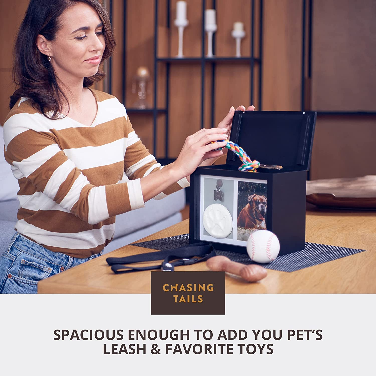 Chasing Tails Premium White Pet Urn - Large Memorial Dog Ashes for Keepsake, Urns for Dogs or Cats, Pet Urns for Memorial - with Paw Print and Photo Album - White image number 4