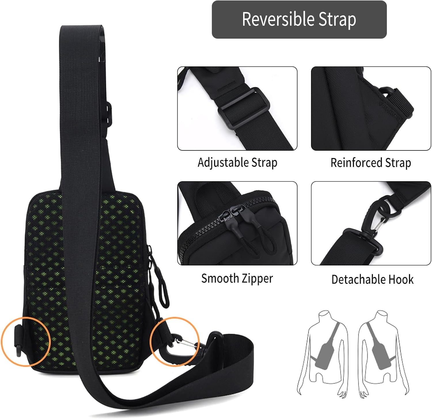 Peicees Small Crossbody Bag for Men Women Mini Sling Bag Travel Running Phone Daypack Cross Body Shoulder Bags with Keyholder - Light Blue image number 3