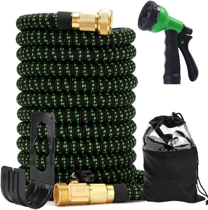 25Ft Garden Hose, Lightweight Hose with 8 Function Nozzle, Leak-Proof, No-Knot, Easy to Carry, Wear-Resistant, Sturdy, Flexible, 3/4GHT, Water Hose for Yard, Garden, Outdoor