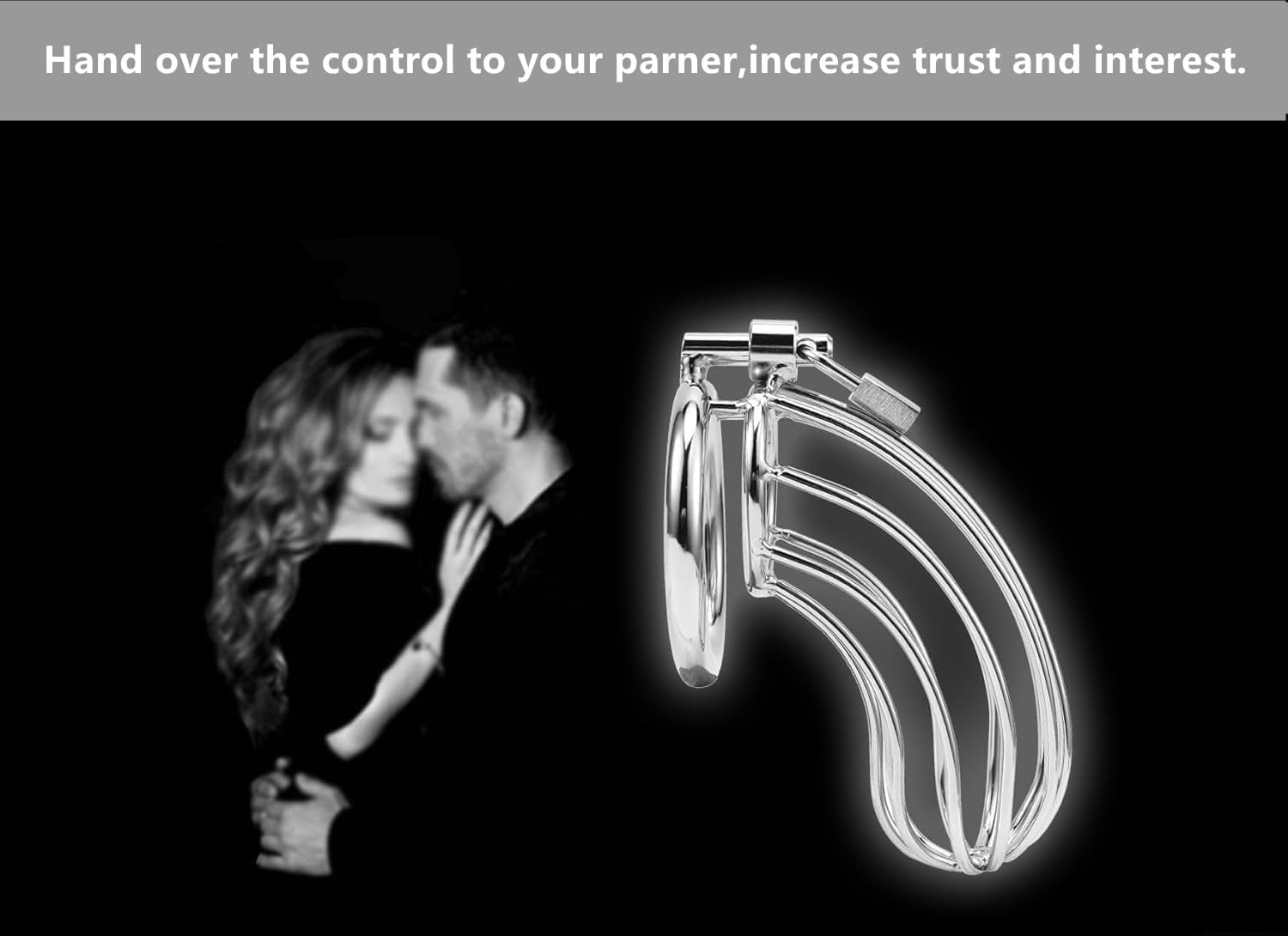 Gewaha Premium Metal Silver Locked Cage Adult Sex Toy for Men Tainless Steel Metal Male Chastity Device Locked Cage Sex Toy for Men(50Mm Ring) image number 4