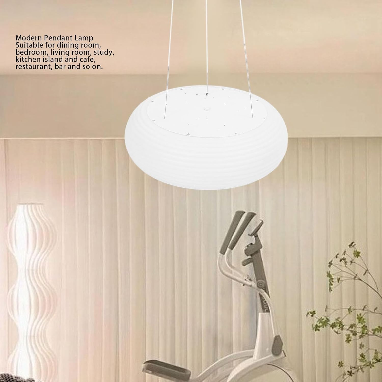 Modern Pendant Light round Milky White Lampshade Height Adjustable 3 Color Temperature Stepless Dimmable Hanging Lamp for Dining Room Kitchen