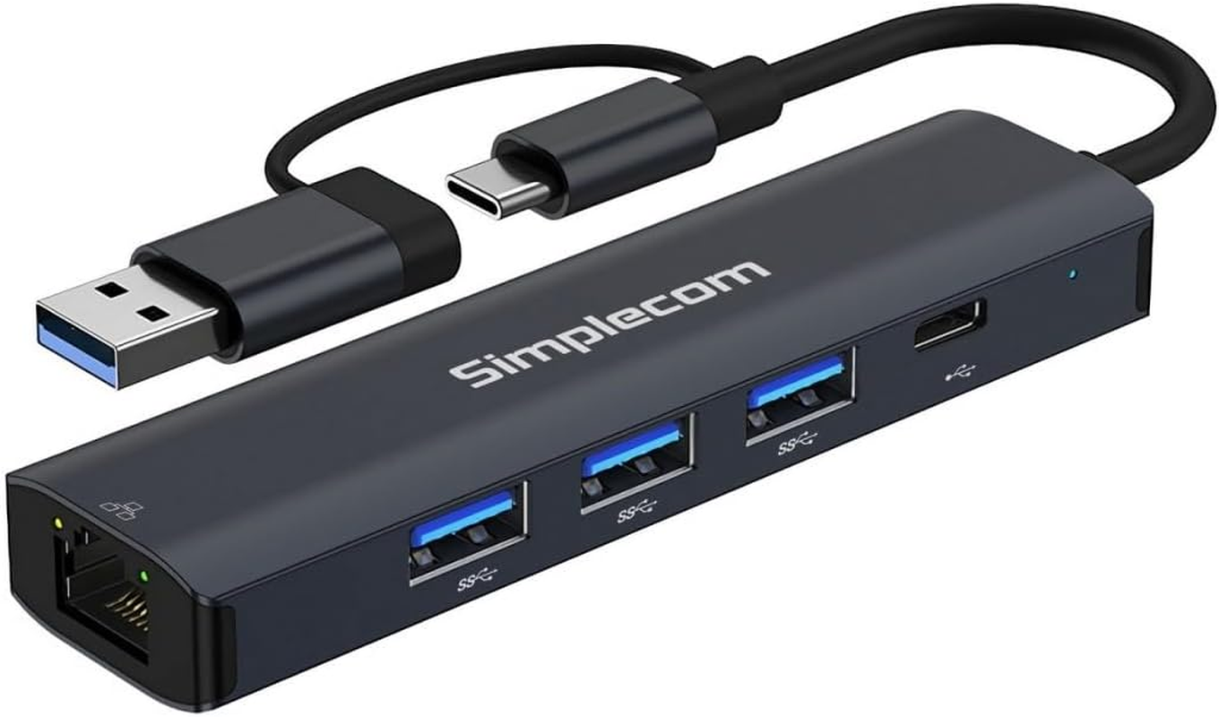 Simplecom CHN436 USB-C and USB-A to 4-Port USB HUB with Gigabit Ethernet Adapter image number 2