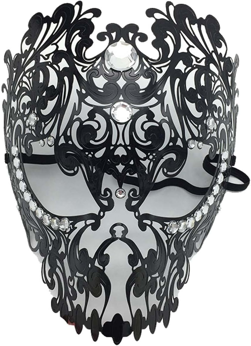 Sheliky Masquerade Mask Mardi Gras Costume Mask Christmas Cosplay Metal Party Mask - Black image number 4