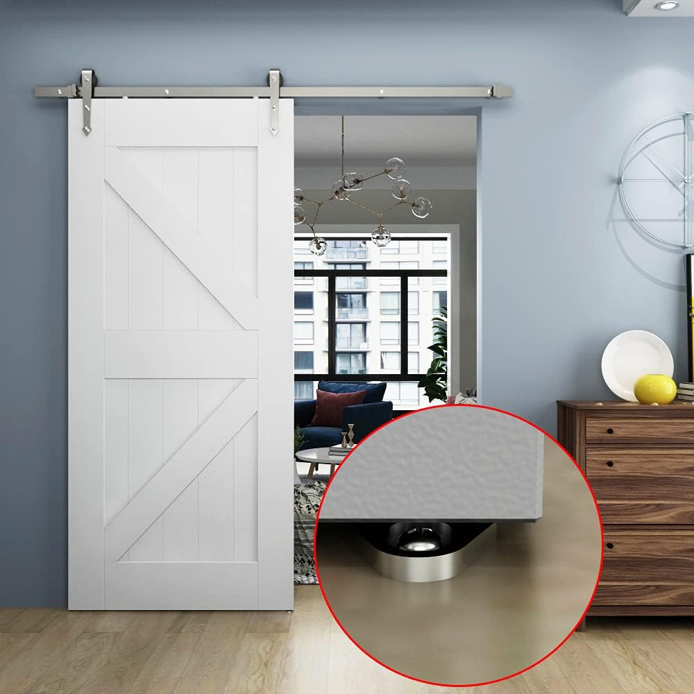 JUBEST Silver Aluminum T-Guide for Sliding Barn Door Hardware Set of 2 - Silver image number 5