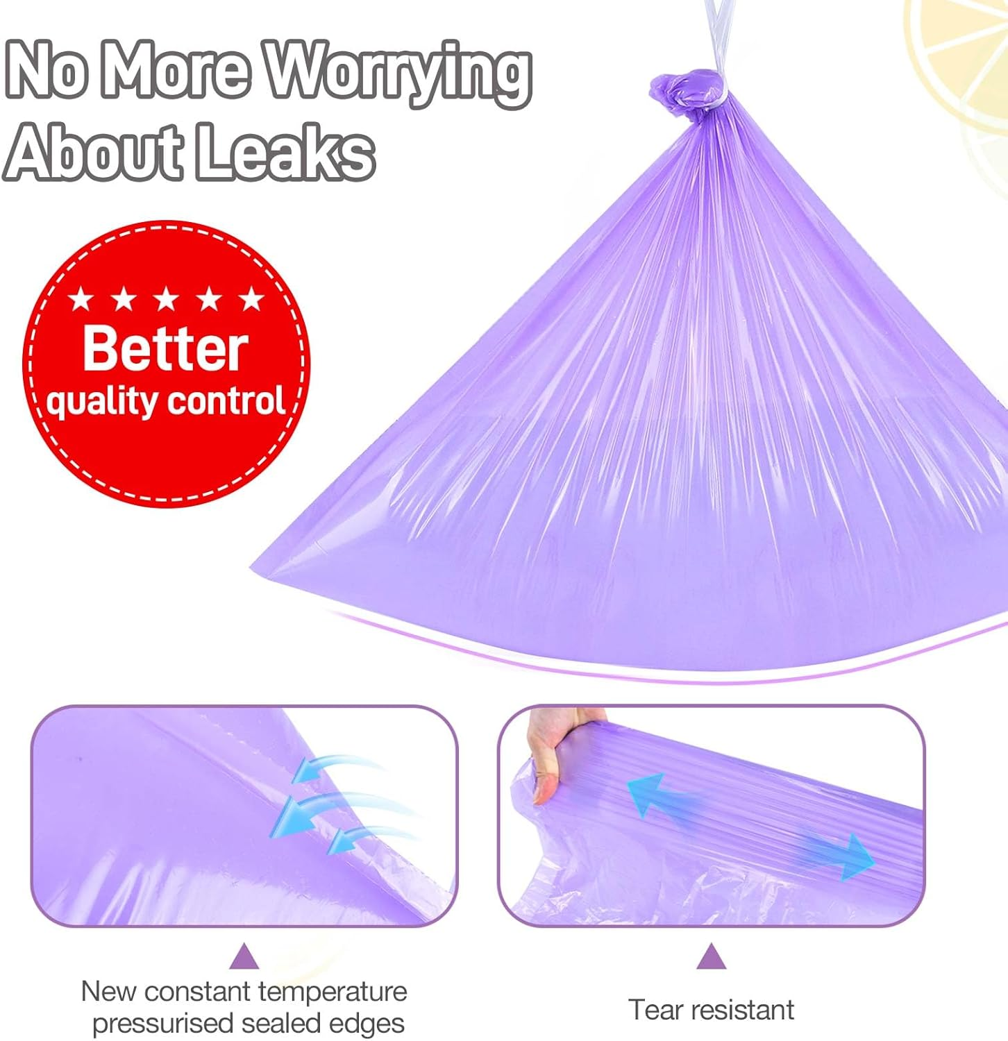 Commode Liners 120Pcs Strong Portable Toilet Bags Leak Proof Lemon Scented Toilet Liners Disposable Adult Universal Fit Most Standard Bedside Commode, Porta Potty, Camping Toilet, NO Pad image number 1