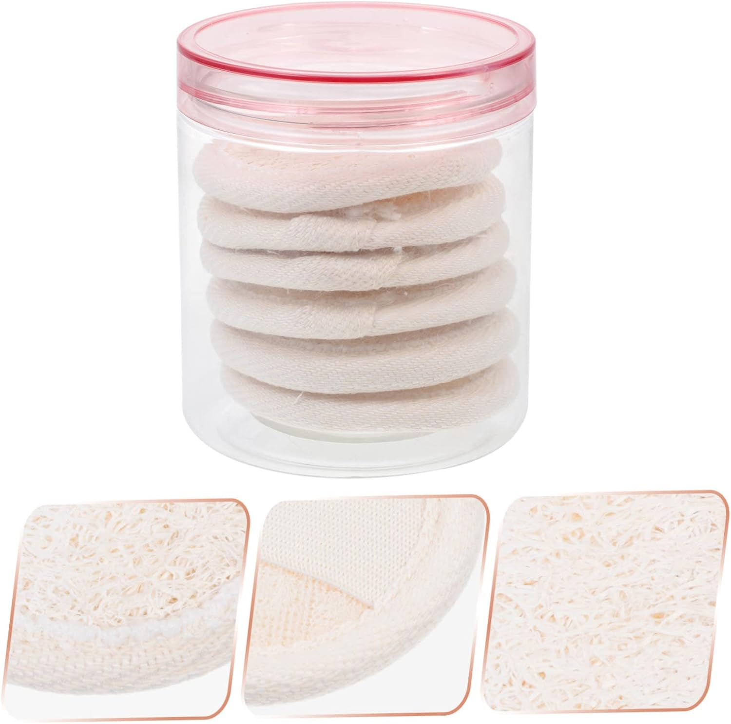 Mobestech Loofah Face Skin Puff Facial Cleaner 6.5Cm Rounded Cleansing Sponge 6Pcs Set for Makeup Removal and Daily Face Cleaning image number 4