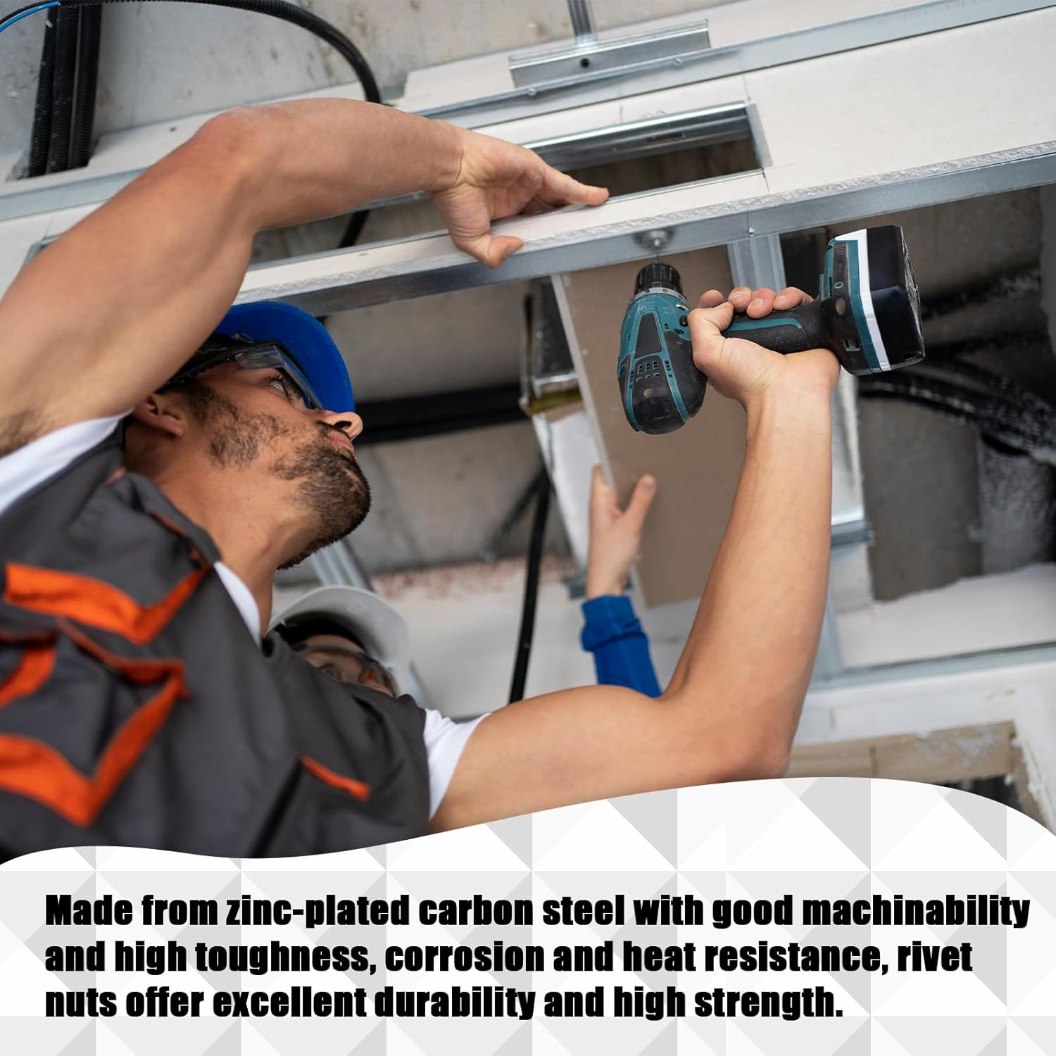 M6 Flat Head Rivet Nuts, 50 PCS Stainless Nut Inserts for Automotive, Furniture, Decoration image number 2