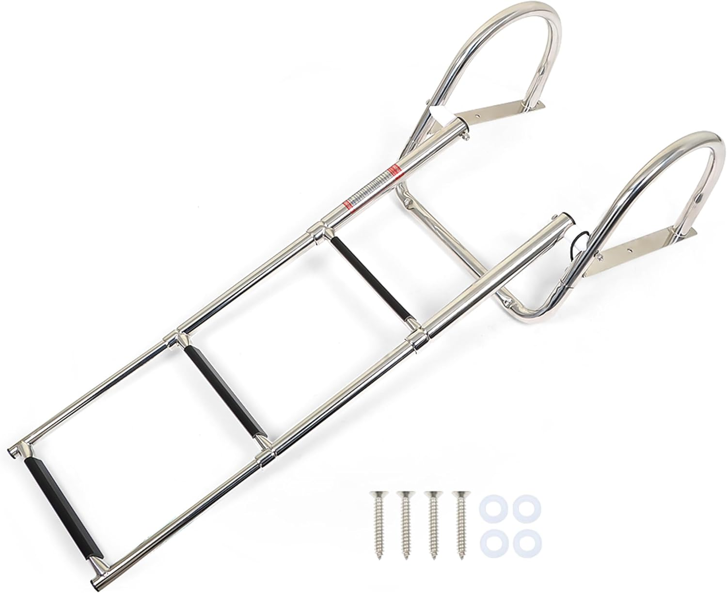 3 Steps Stainless Steel Telescoping Ladder Boat Ladder Folding Dock Ladder Replacement for Marine Boat Yacht Swimming Pool image number 2