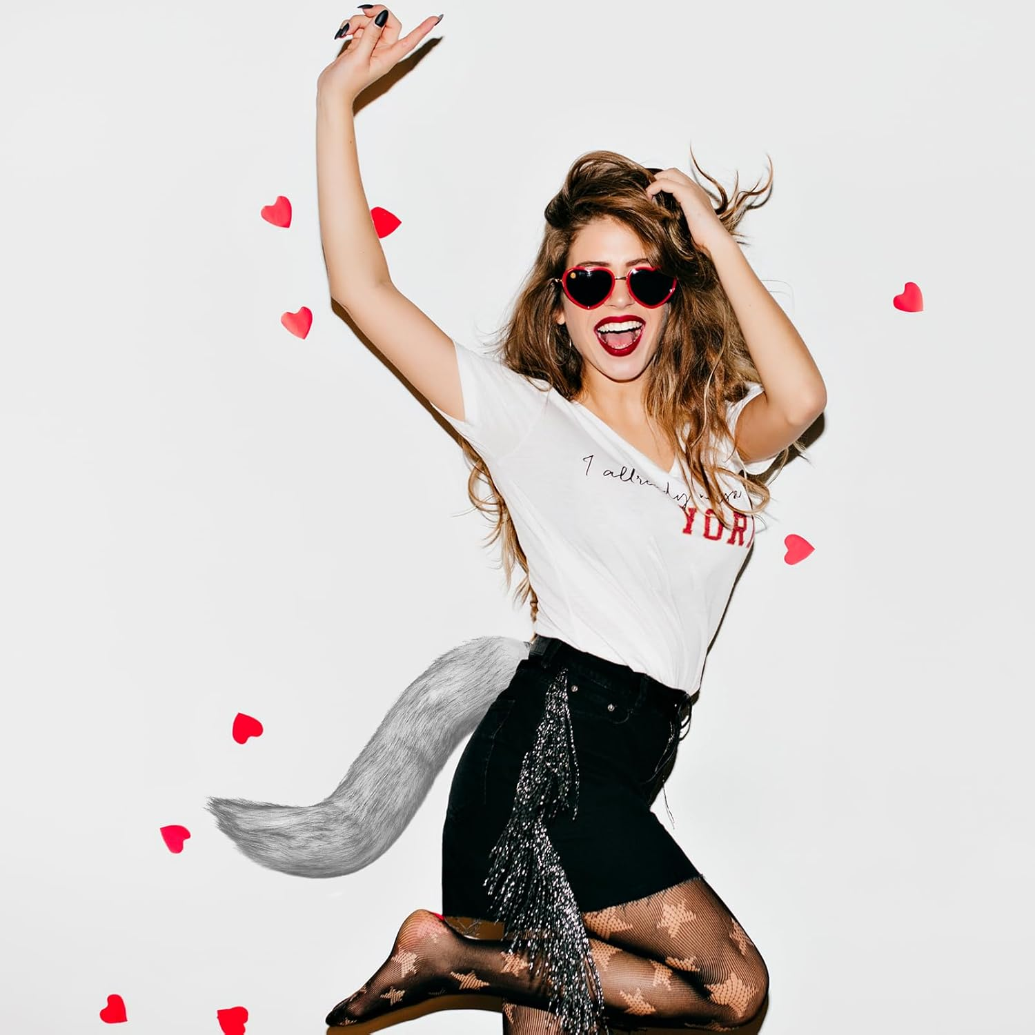 Fox Tail Therian Tail Realistic Furry Fur like Tail,Party Cosplay Suitable for Boys and Girls (Grey) image number 4