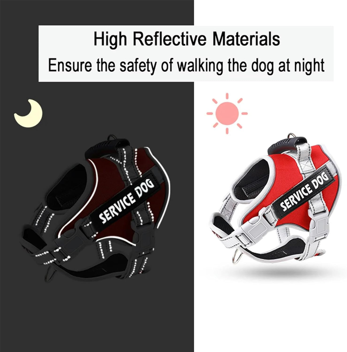 UOSIA No Pull Tactical Dog Harness Service Dog Vest Adjustable Military Dog Vest Harness with Rubber Handle Easy Control Pet Vest for Small Medium Large Dogs image number 3