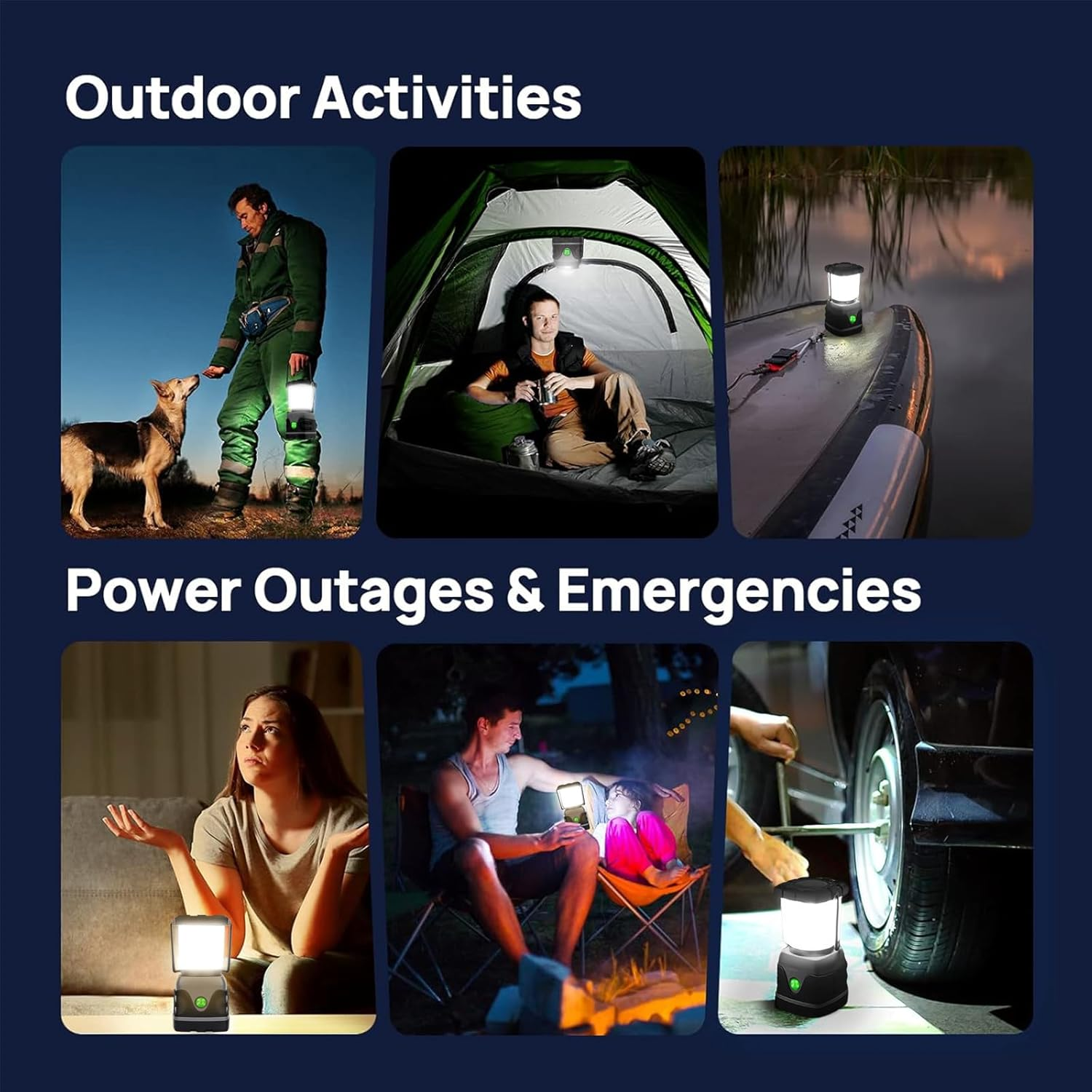 XIULIUU LED Camping Lantern, Battery Powered Camping Lights, 1000LM, 4 Light Modes, IPX4 Waterproof Tent Lights, Portable Flashlight for Power Outages Emergency Hurricane Hiking Not Rechargeable 1PCS image number 4