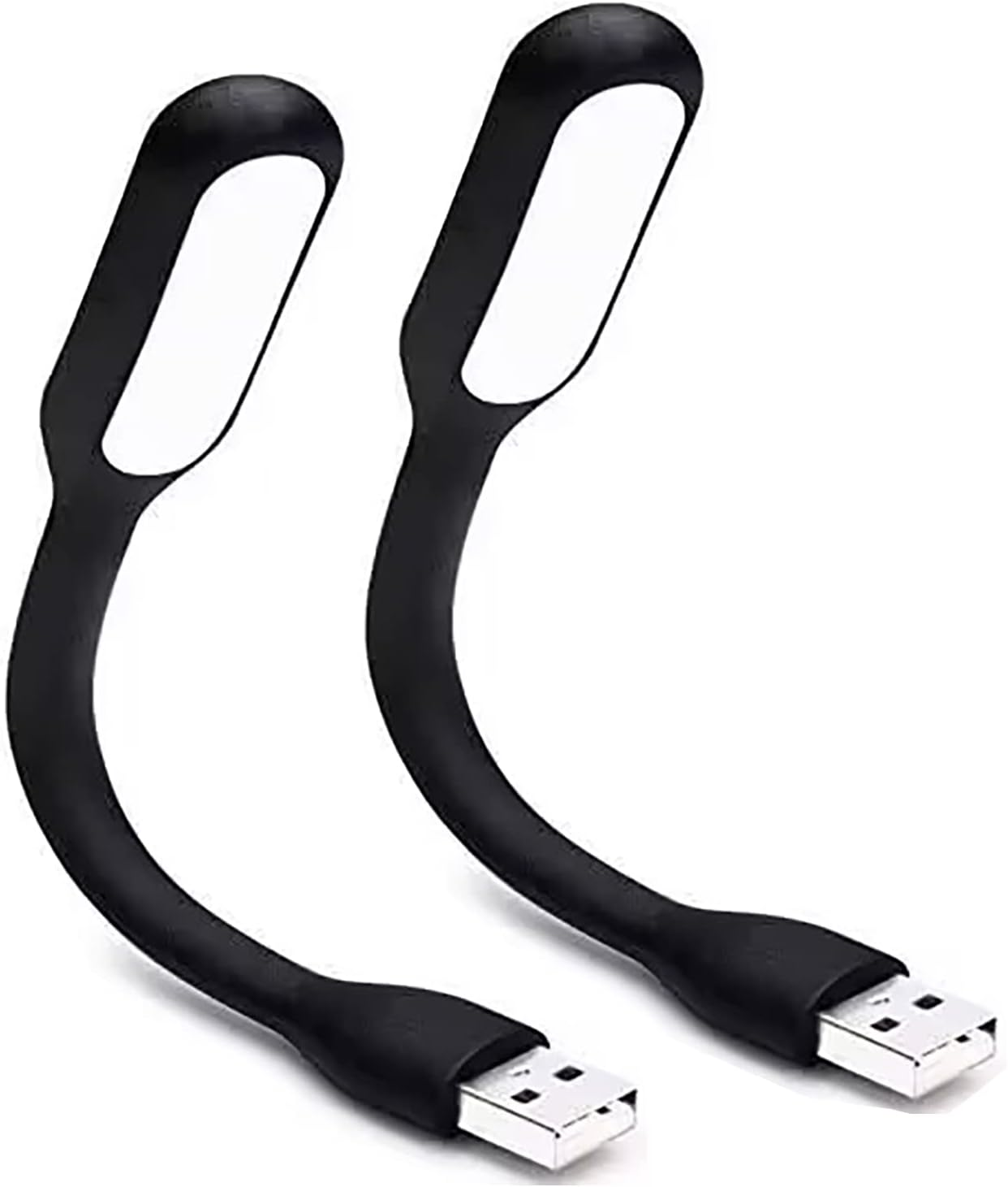 Soseelnee Flexible Mini Light, Portable USB LED Reading Night Lamp for PC, Laptop, Laptop, Power Bank, 2 Pack (Black)