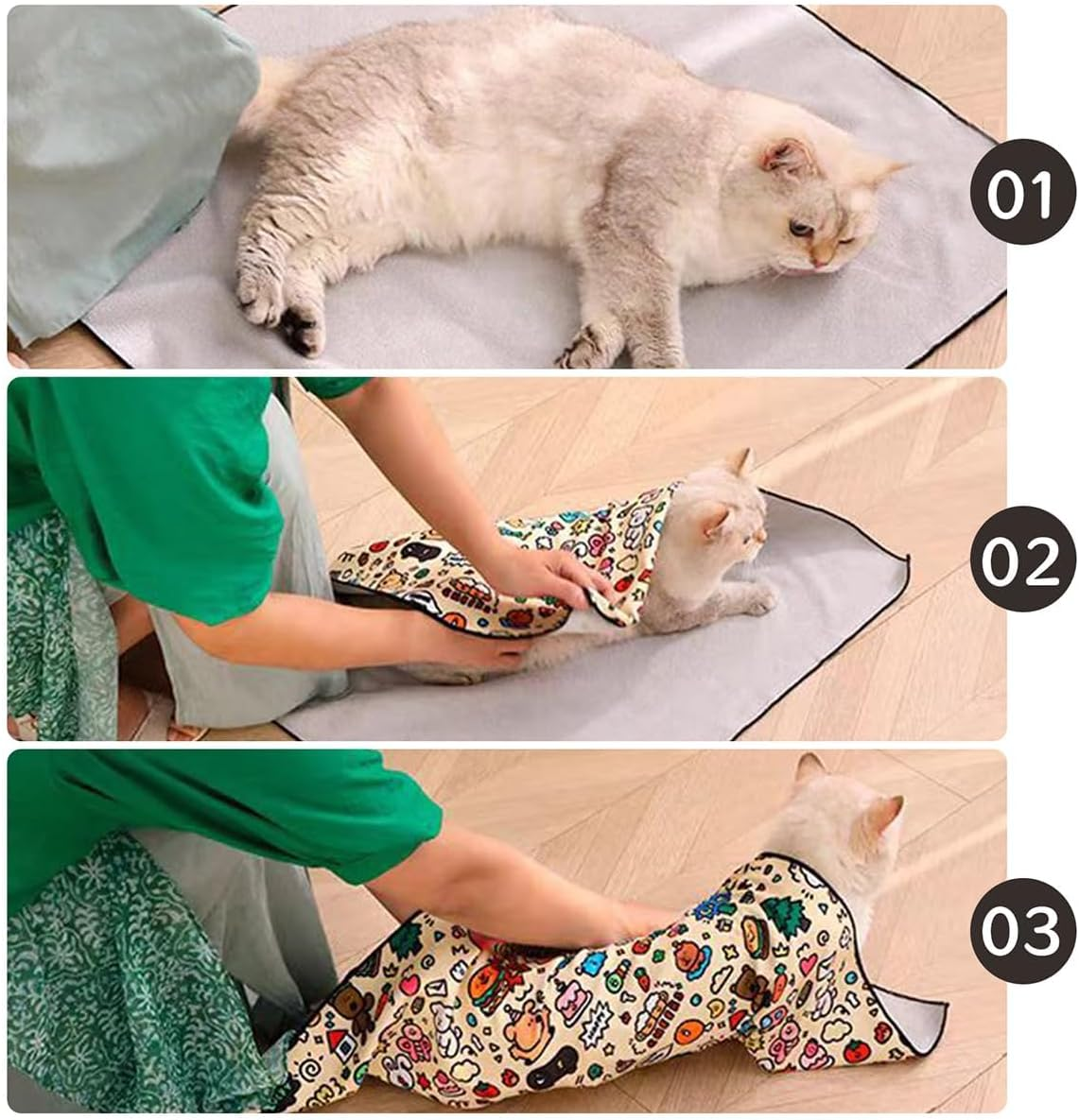 CSYY Cat Grooming Wrap &ndash; Self-Adherent Anti-Scratch Swaddle Restraint Bag for Stress-Free Nail Clipping, Medication, Multifunctional Care - Purrito Papoose Pet Tools (L) image number 2