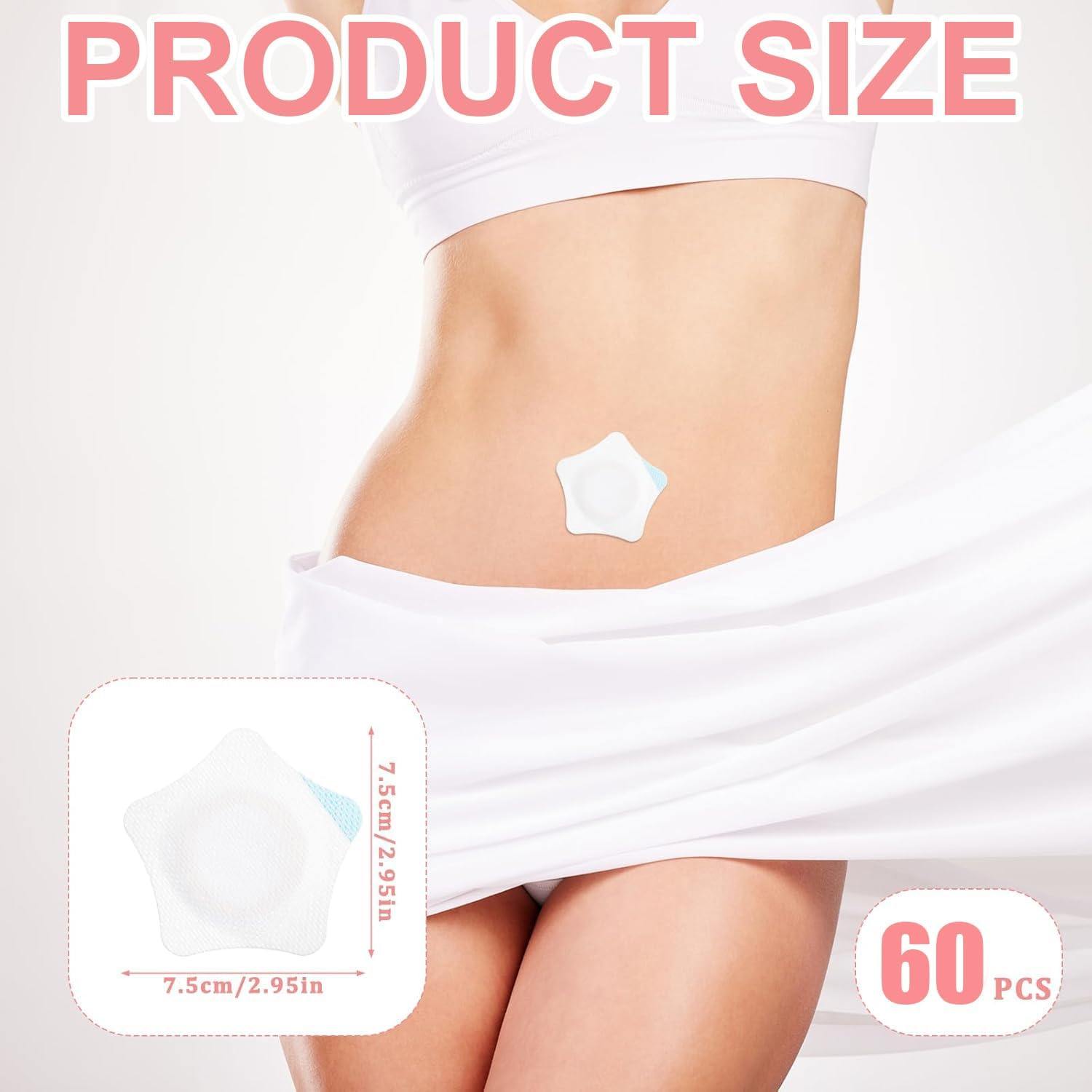 60Pcs Castor Oil Patches + 60Pcs Cotton Cores, 2.76In Self Adhesive Sleep Castor Oil Pack, Portable Multi-Layer Anti-Leak Strong Adhesion Organic Cotton Belly Button Patches for Women. (Without Oil) image number 4