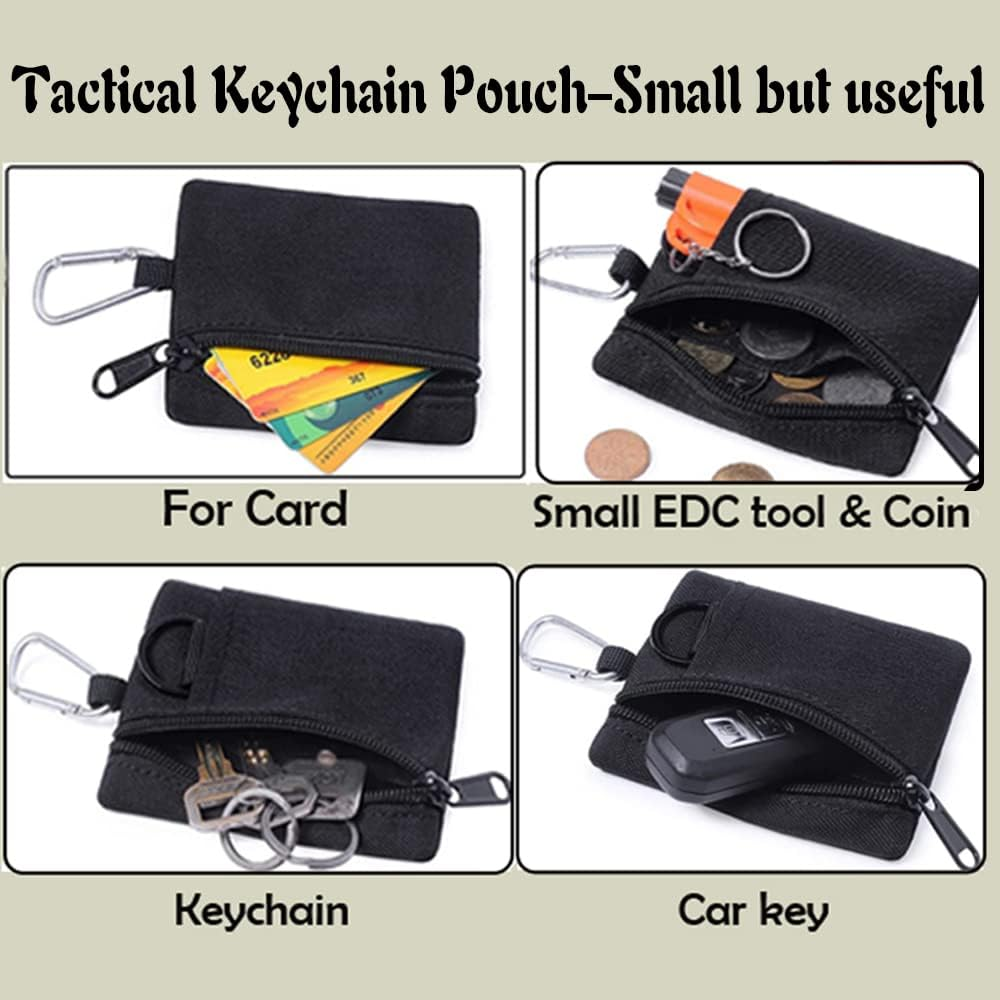 Tactical Keychain Pouch - Military Mini Size Belt Gear EDC Pocket Organizer as Coin Purse ID Card Holder Car Fob Key Waist Case Wallet Earphone Pack - 2 Orange image number 6