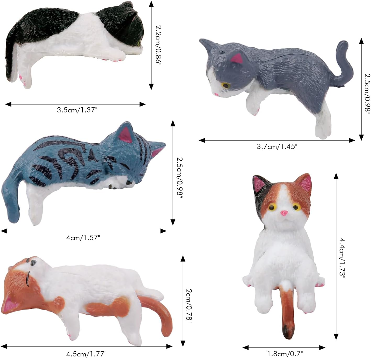 YGMONER 5Pcs Little Cats Figurines Car GPS Screen Decorations Navigation Screen Cute Decor Accessories Resin Kitty Center Display Knickknack image number 5