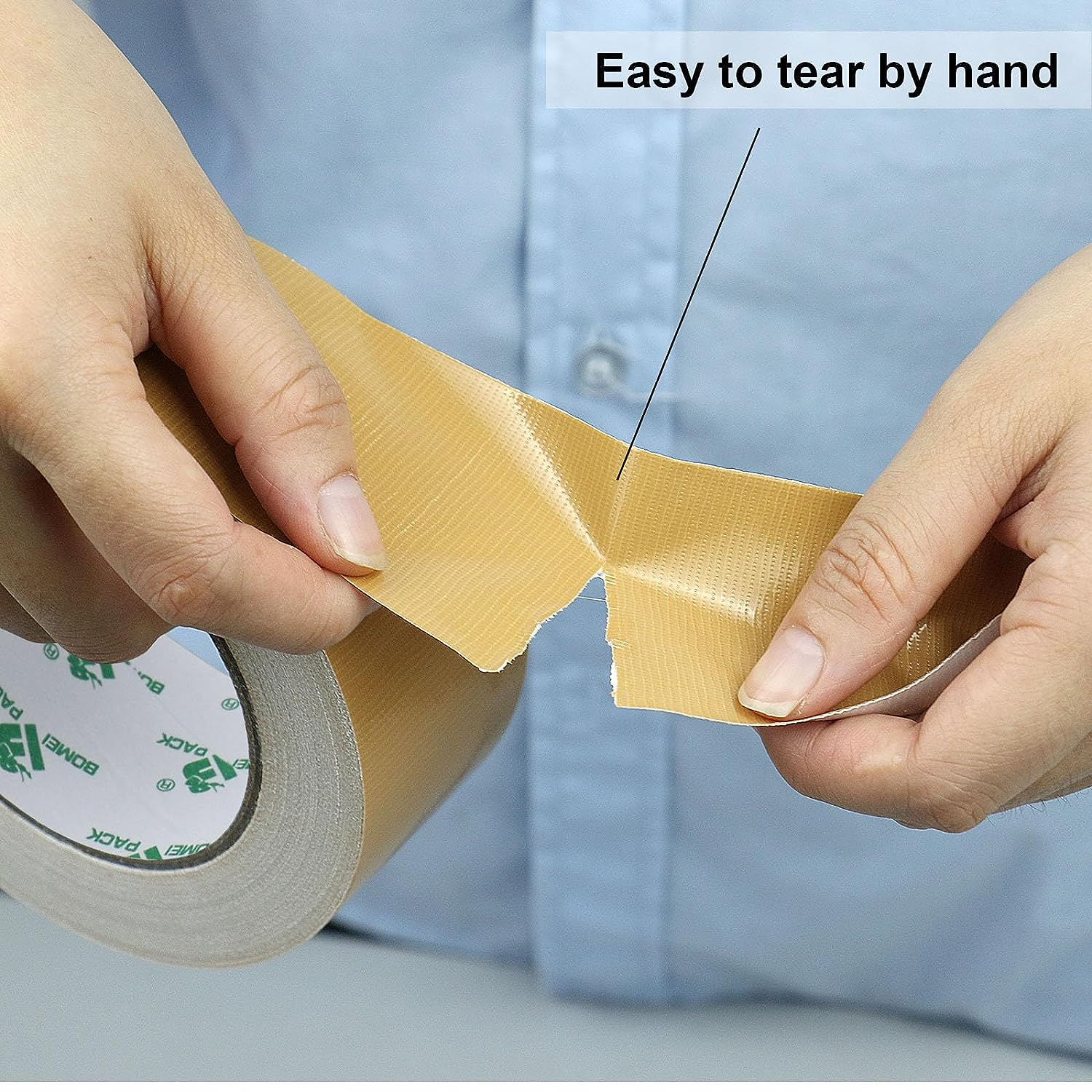 Heavy Duty Brown Duct Tape, Multi-Use Easy Tear Gaffer Waterproof Cloth Tape for Repairing, Maintenance and Industrial Use, 1.88 Inch X 32.8 Yards, 9 Mil Thick, 1 Roll, BOMEI PACK image number 6